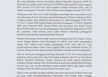 Press Release Pemilihan Calon Anggota BPK