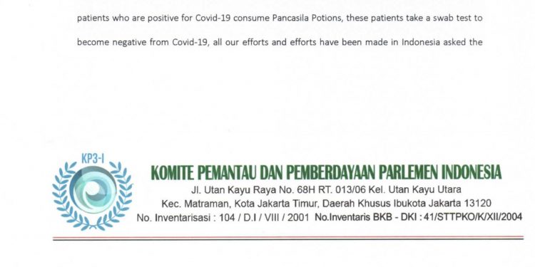 Terima kasih kepada WHO atas perhatian dan tindak lanjut WHO atas surat KP3-I